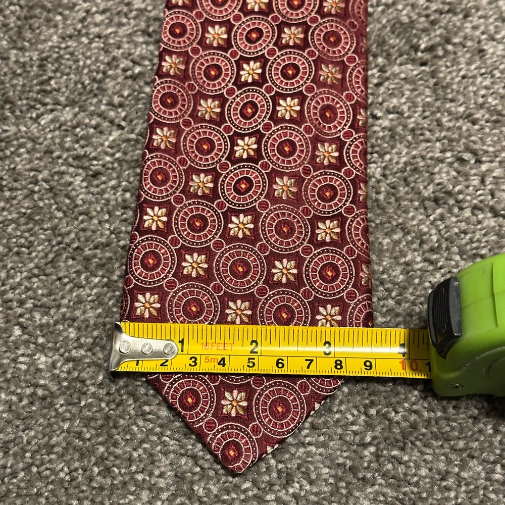 Canali 100% Silk Tie – Burgundy Geometric Pattern, Made in Italy - Picture 7 of 9